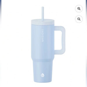 GROSCHE ASPEN 40 oz steel tumbler with handle and straw. Slate Blue. NWT